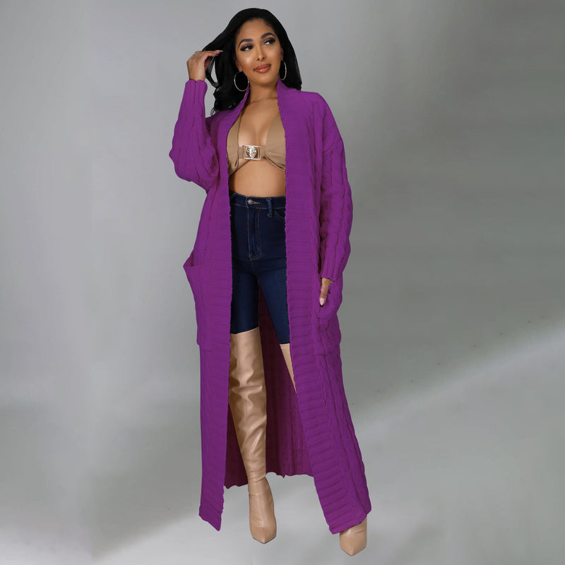 Plus Size Fashion Long Sleeve Long Sweater Jacket GOSD 6813