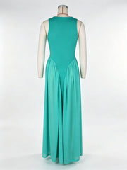 Solid Color Chiffon Patchwork Maxi Dress ZSD 0789