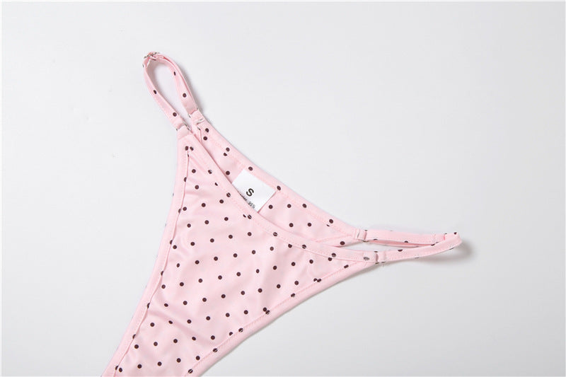 Polka Dots Print Tie Up Bikinis Skirt 3 Piece Set GYME K25S89257