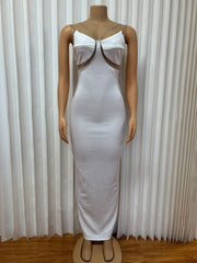 V Neck Sling Slim Maxi Dress GMYU 11500
