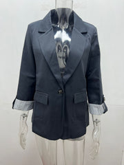 Plus Size Solid Color Casual Blazer Coats GYWO 9907