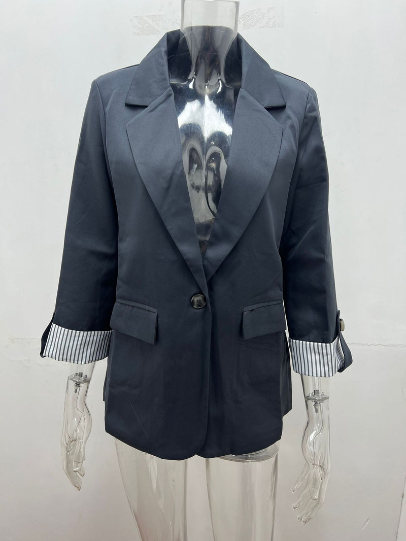 Plus Size Solid Color Casual Blazer Coats GYWO 9907