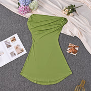 One Shoulder Solid Color Mini Dress GFRT 42135DBG
