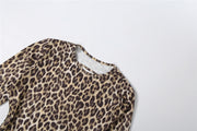 Leopard Print Long Sleeve Backless Jumpsuit GYME K6Q01512A