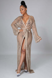 Sexy Hollow Out Long Sleevel Beach Cloak Coat OSM 4366