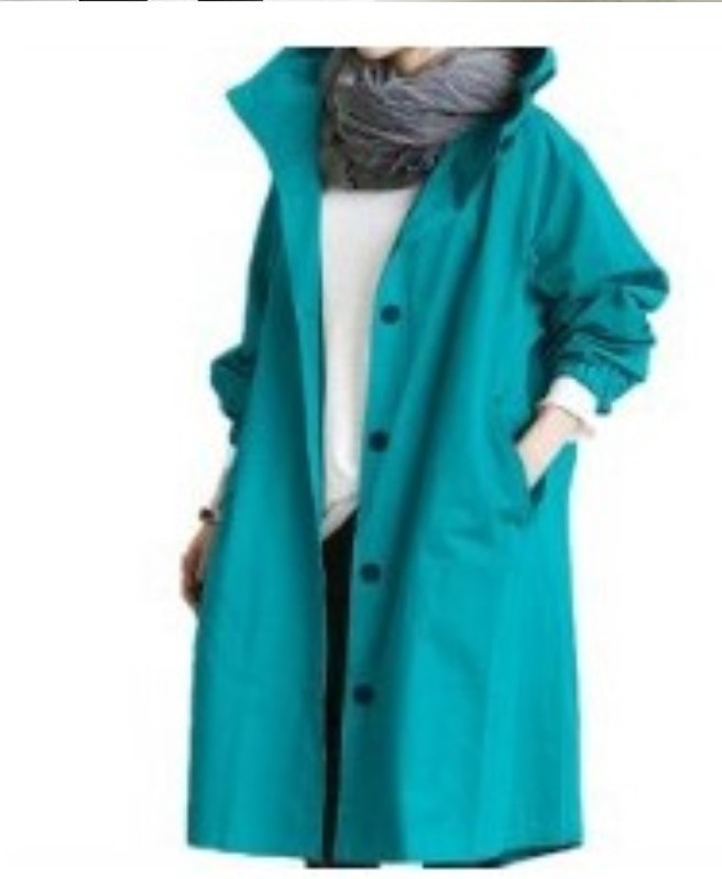 Plus Size Solid Color Long Sleeve Hooded Wind Coat GOFY X2279
