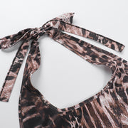 Leopard Print V Neck Romper FL YL25066MHO