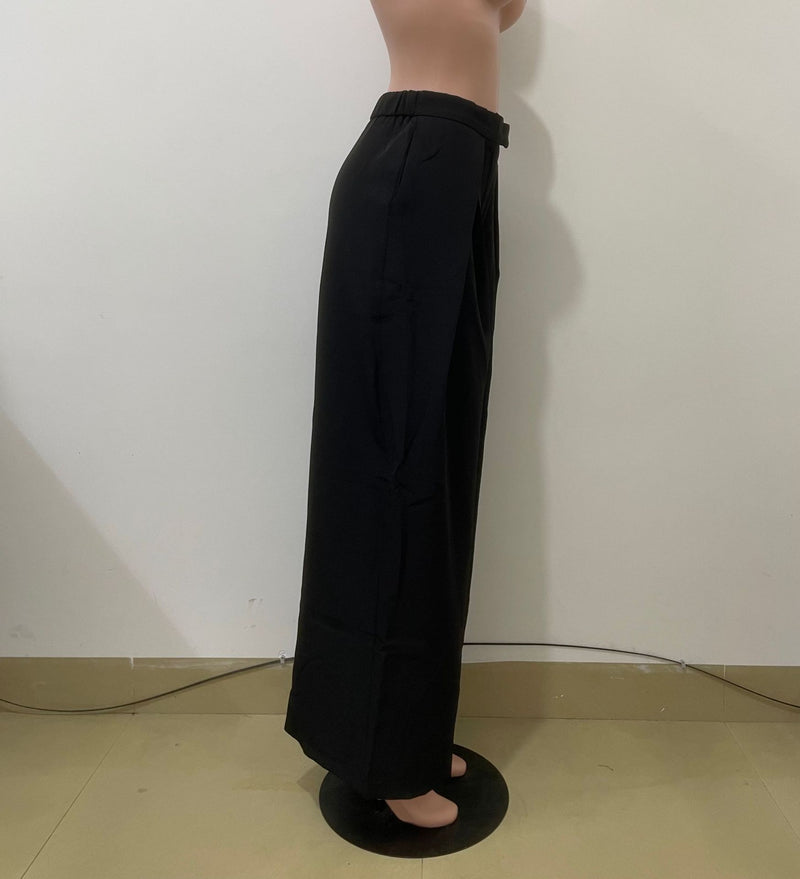 Solid Color High Waist Wide Leg Pants QODY 6074