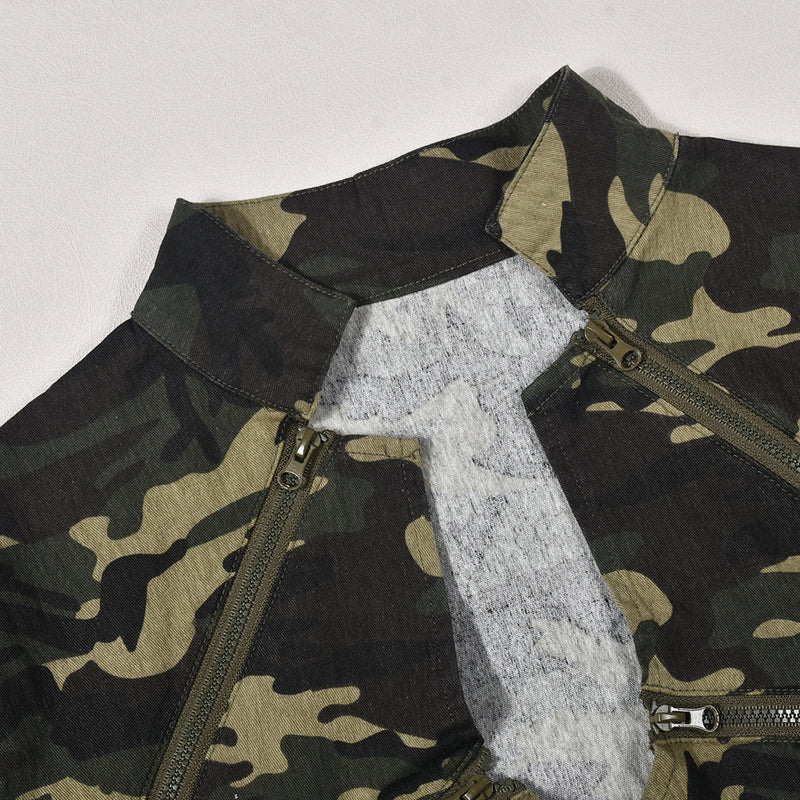 Camouflage Zipper Long Sleeve Stand Up Jacket GNZD 9527TD