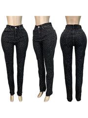 Hot Drill Holes Raw Edge Jeans CH 88028