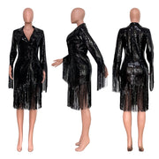Solid Color Tassel Sequin Coats TR 1215