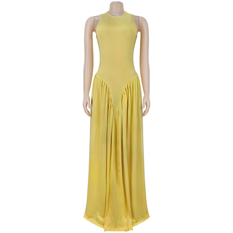 Solid Color Sleeveless Maxi Dress BY 7713