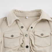 Short Sleeve Lapel Solid Color Shirt GPKJ MR49194