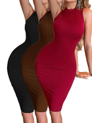 Solid Color Sleeveless Bodycon Dress GCNF 8056