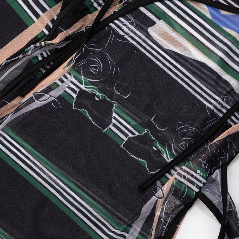 Print Irregular Split T Shirts MXBF J25TP137