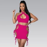 Sexy Solid Tie Dye Skirt Two Piece Set XYF 9290