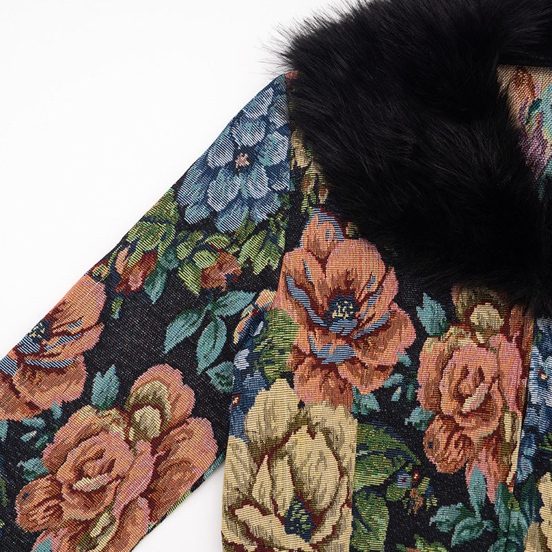 Vintage Floral Jacquard Patchwork Coat GDSF Q26TP222