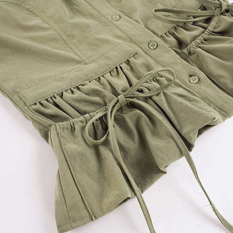 Long Sleeve Ruched Shirt GPKJ MR51402
