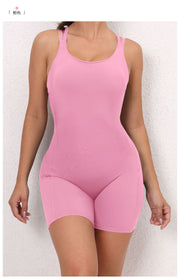 Sling Solid Color Sport Yoga Romper GQSA 71012