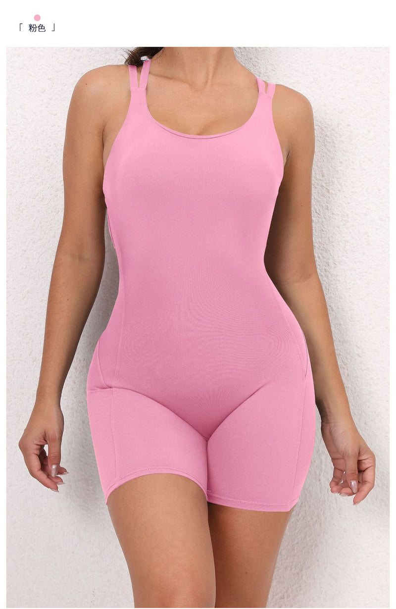 Sling Solid Color Sport Yoga Romper GQSA 71012