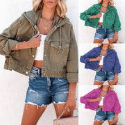 Drawstring Hooded Loose Denim Coat GYAN 606