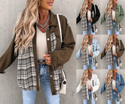 Denim Long Sleeve Plaid Shirt Jacket GOFY W220239