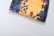 Print Tassel Patchwork Sling Mini Dress DLSF K6S12686A