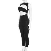 Solid Color Hollow Out Jumpsuit MXBF J26JP362