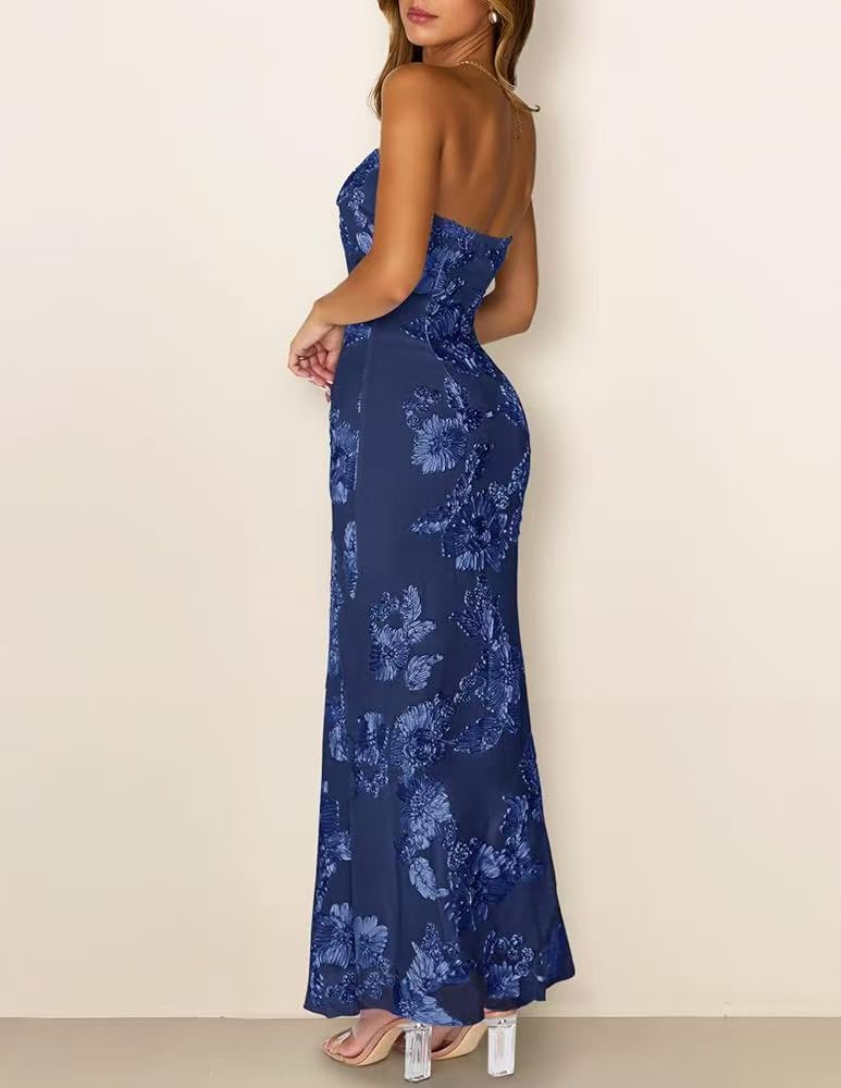 Embroidered Off Shoulder Evening Dress YMYF 9579