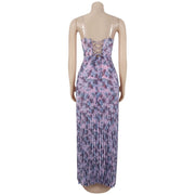 Floral Print Pleated Chiffon Maxi Dress BY 7751