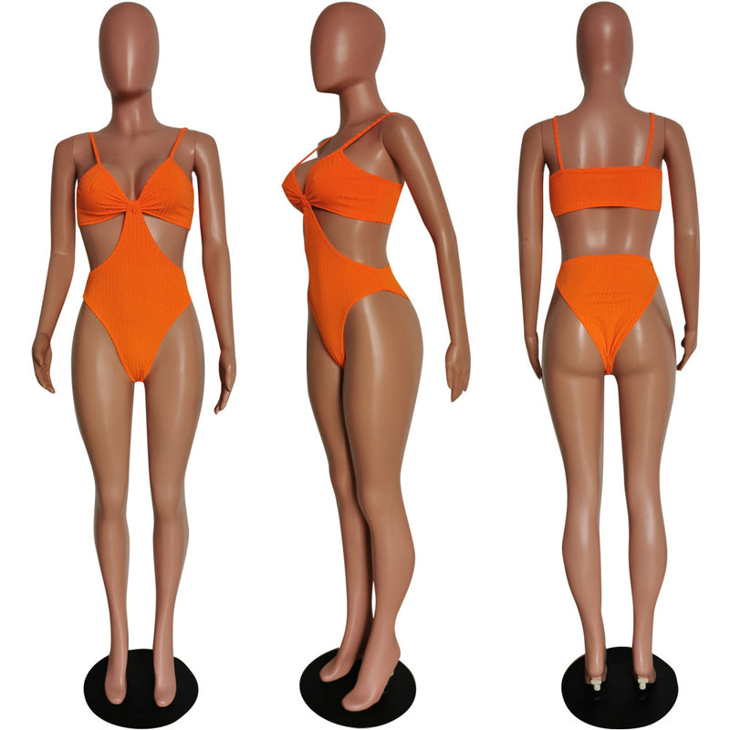 Sexy Solid Hollow Out One Piece Swimsuit HMS 5445