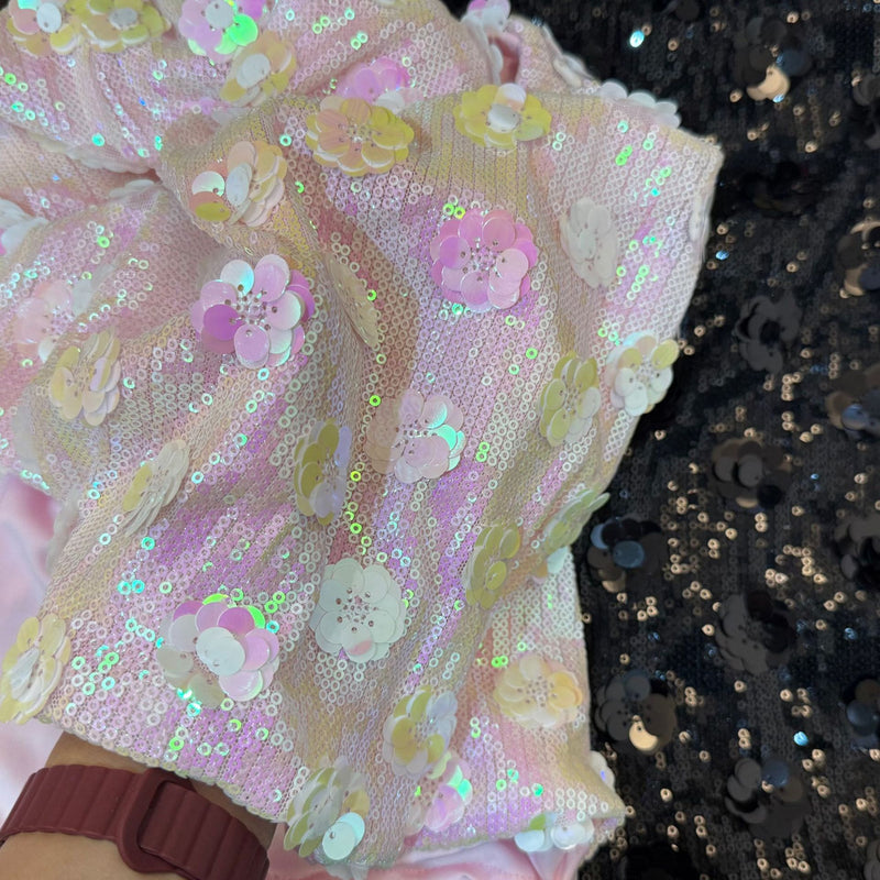 Pink Floral Sequin Mini Skirt GOLB SU4260