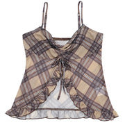 Halter Printed Ruffle Crop Tops FL XY24686PFO
