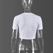 Split Hot Drill Short Sleeve T Shirt GFRT 41209THG
