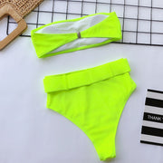Tube Top High Waist Printed Swimsuit Two Piece Set CSYZ WB10