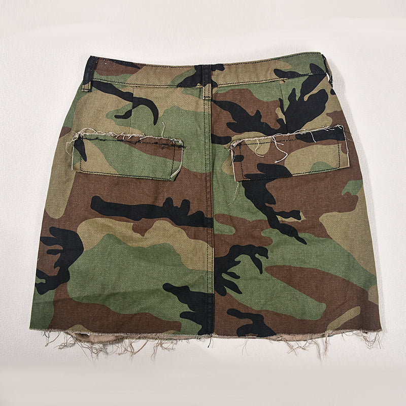 Camouflage Print Washed Mini Skirt GNZD 9236DD