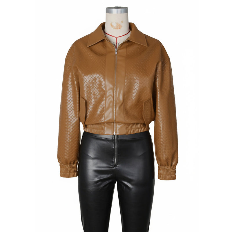 PU Leather Loose Zipper Jackets ZSD 0774