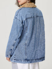 Loose Long Sleeve Fleece Denim Jacket GYXN 20780