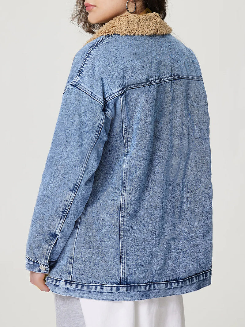 Loose Long Sleeve Fleece Denim Jacket GYXN 20780