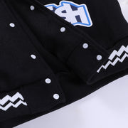 Contrast Color Print Baseball Jacket FL 23439