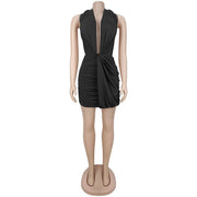 Deep V Neck Halterneck Mini Dress BY 7771