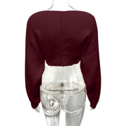 Long Sleeve V Neck Knits Sweater GQNF Y00255CM