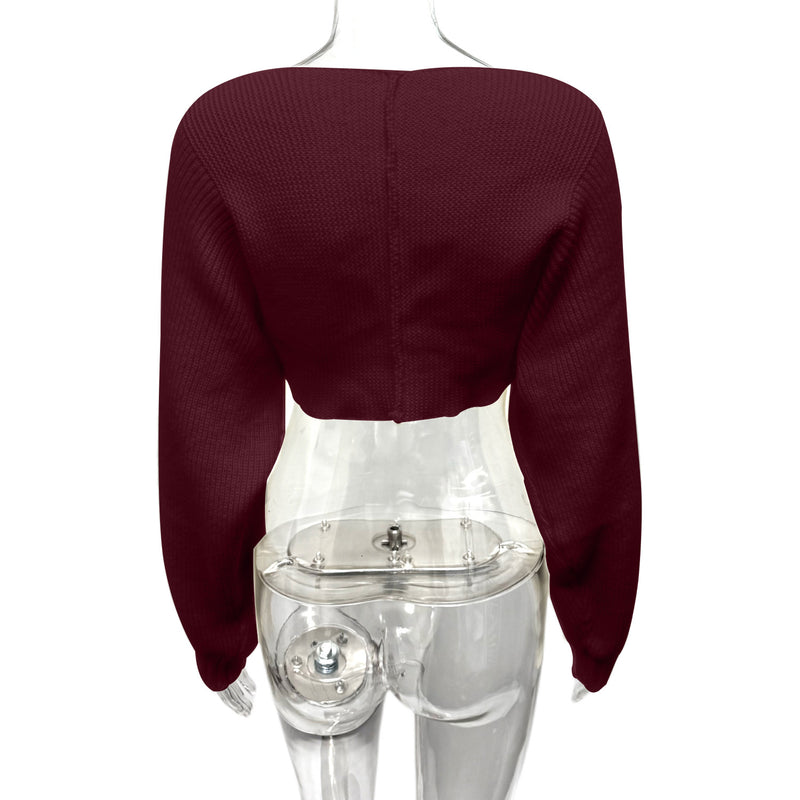 Long Sleeve V Neck Knits Sweater GQNF Y00255CM