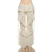 Patchwork Ruffled Micro flare Pants DLSF K25P76093
