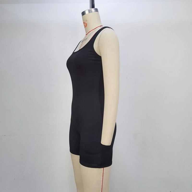 Solid Color Sleeveless Backless Romper GPBY 14469