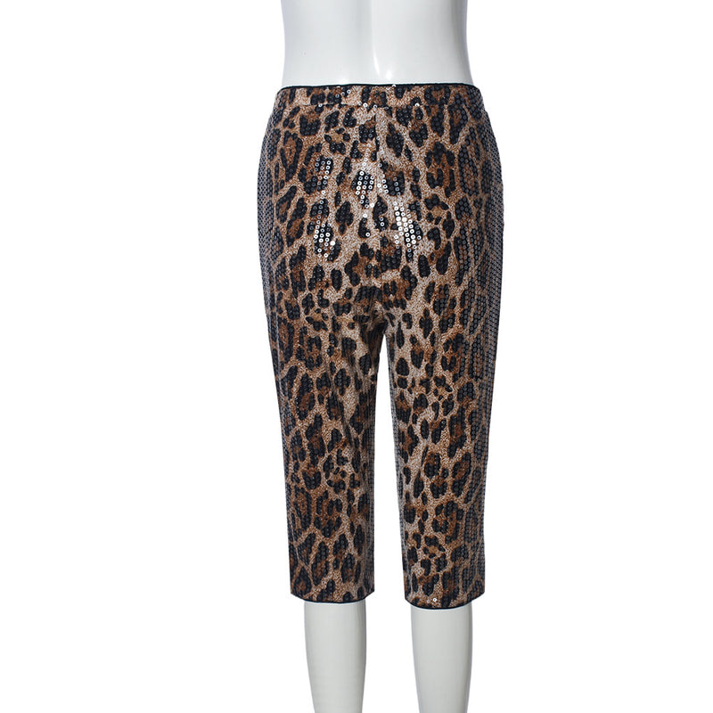 Leopard Print Sequin Casual Short GNZD 51664PHD