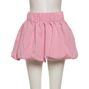 Solid Color Bubble Mini Skirt DLSF K24J46609