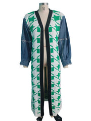 Patchwork Cardigan Double Layer Thickened Sweater Jacket OD 8698
