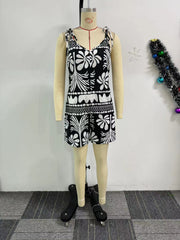 Print Tie Up Loose Romper NY 10869