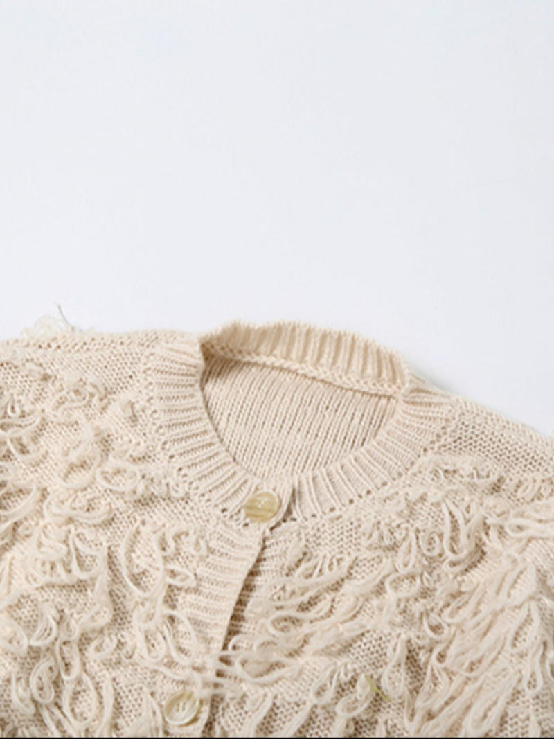 Knits Tassel Long Sleeve Button Coats GQNF F00121CM
